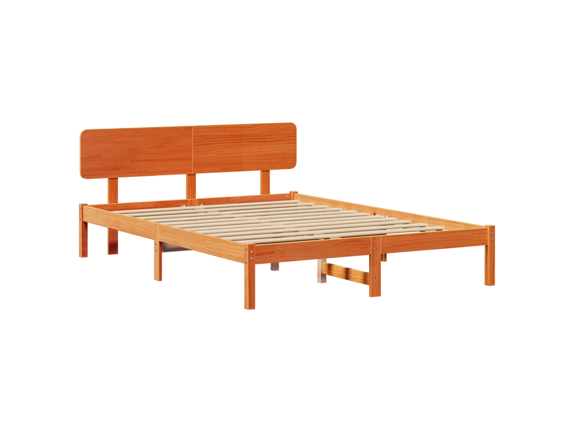 Conjunto 1 Estrutura De Cama De Madeira Vidaxl Castanho Madeira De Pinho Maciça (200 X 200 Cm)