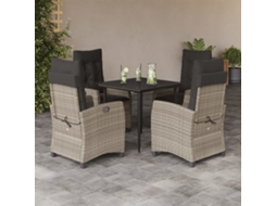 Vidaxl 5 Pcs Conjunto De Jantar P/ Jardim C/ Almofadões Cinzento Claro
