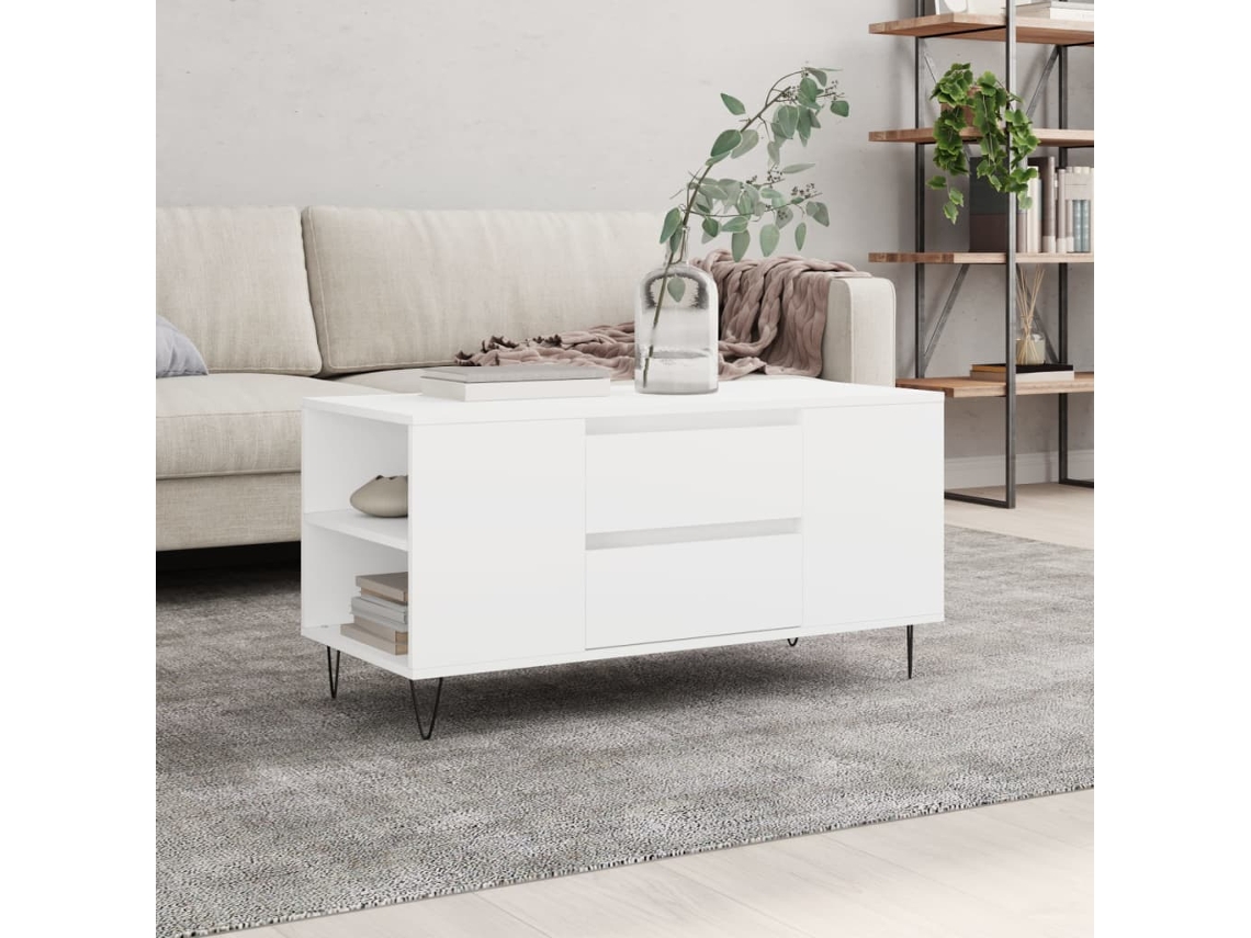 Vidaxl Mesa De Centro 102x44,5x50 Cm Derivados De Madeira Branco