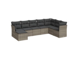 Conjunto 8 sofás de jardim c/ almofadões VIDAXL vime PE cinzento