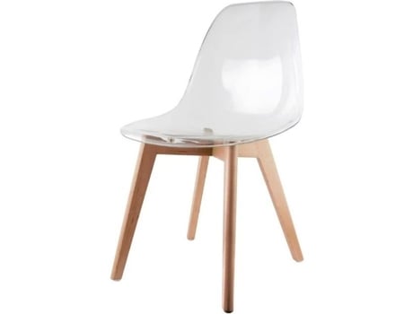 Cadeira escandinava transparente - THE CONCEPT FACTORY - H. 86 cm - Madeira maciça - Policarbonato - Branco