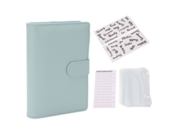 Carpeta Presupuestária A6 De Couro Pu Com 12 Folhas E 8 Bolsas Zipper Transparentes Azul