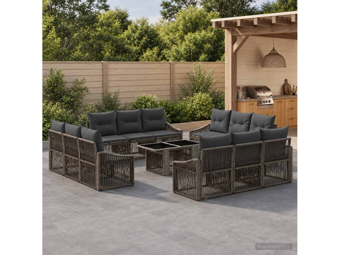Vidaxl Conjunto De Sofá De Jardim 13 Unid. Cinza E Cinza Escuro
