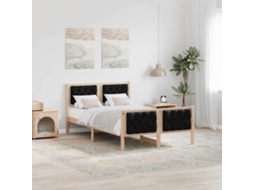 Vidaxl Estrutura Da Cama Preto 120 X 190 Cm Madeira De Pinheiro Sólida