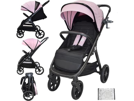 Twinly - Carrinho de Bebê Leve até 22kg Dobrável SPACELY, Carrinho Extra Grande e Confortável, Fácil de Dobrar, Capota XXL UPF-50, Capa de Chuva