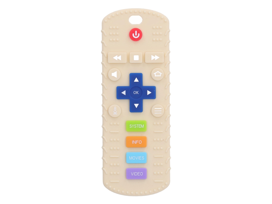 Brinquedo De Mordida Silicone Controle De Tv Para Bebê Infantil Branco Alivia Ansiedade