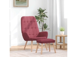 Vidaxl Cadeira De Descanso Com Banco P/ Pés Tecido Vermelho Tinto
