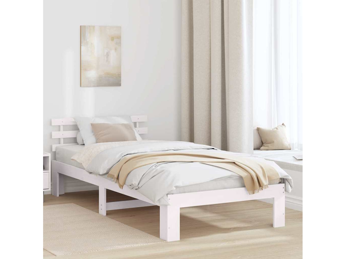 Vidaxl Estrutura Da Cama Com Cabeceira Branco 100 X 200 Cm