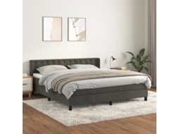 Vidaxl Cama Com Molas/colchão 160x200 Cm Veludo Cinzento-escuro