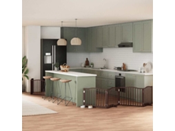 Vidaxl Portão P/ Cães C/ Porta Dobrável 6 Painéis 480cm Álamo Castanho