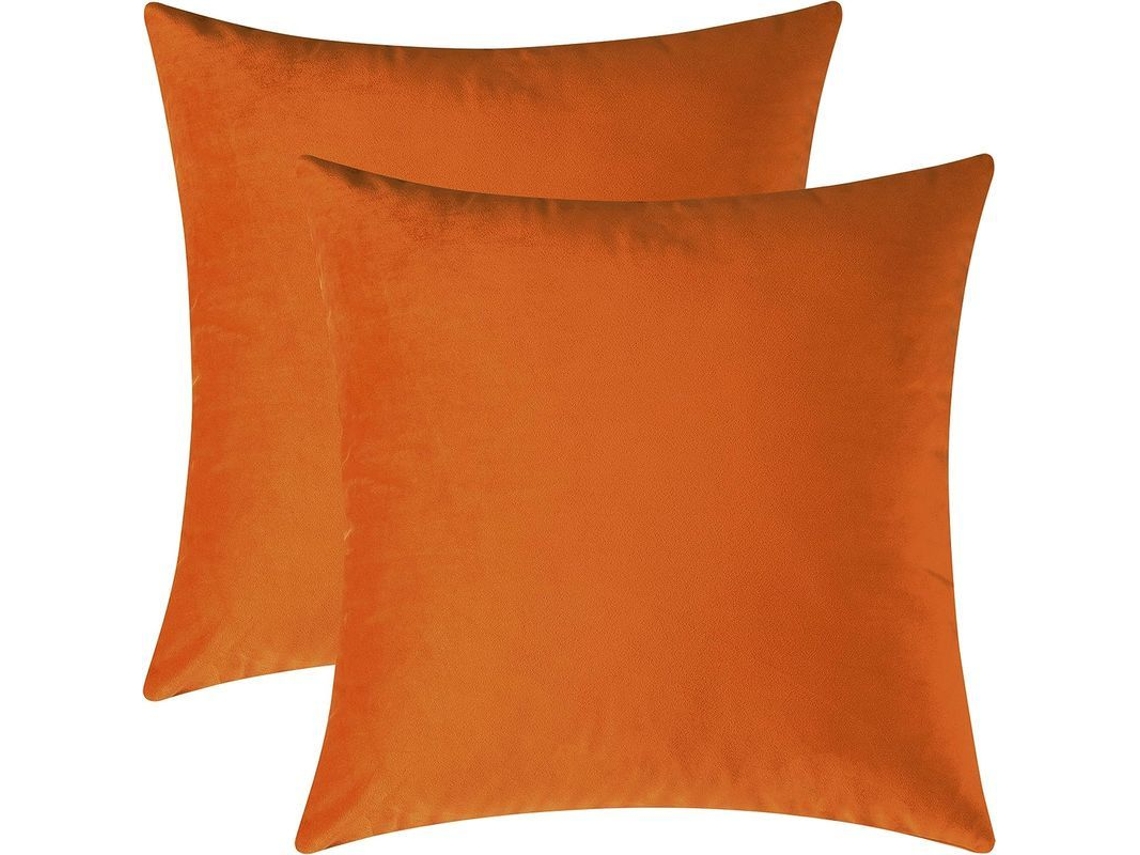 2 capas de almofada decorativas de veludo, quadradas e confortáveis, laranja, 45x45 cm, para sofá e cama.