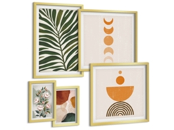 Pinturas Murais Modernas Natureza Japonesa, Cultura, Japandi Moldura Dourada Quadros Para A Sala De Estar Espelharte (conjunto De 5 Imagens)
