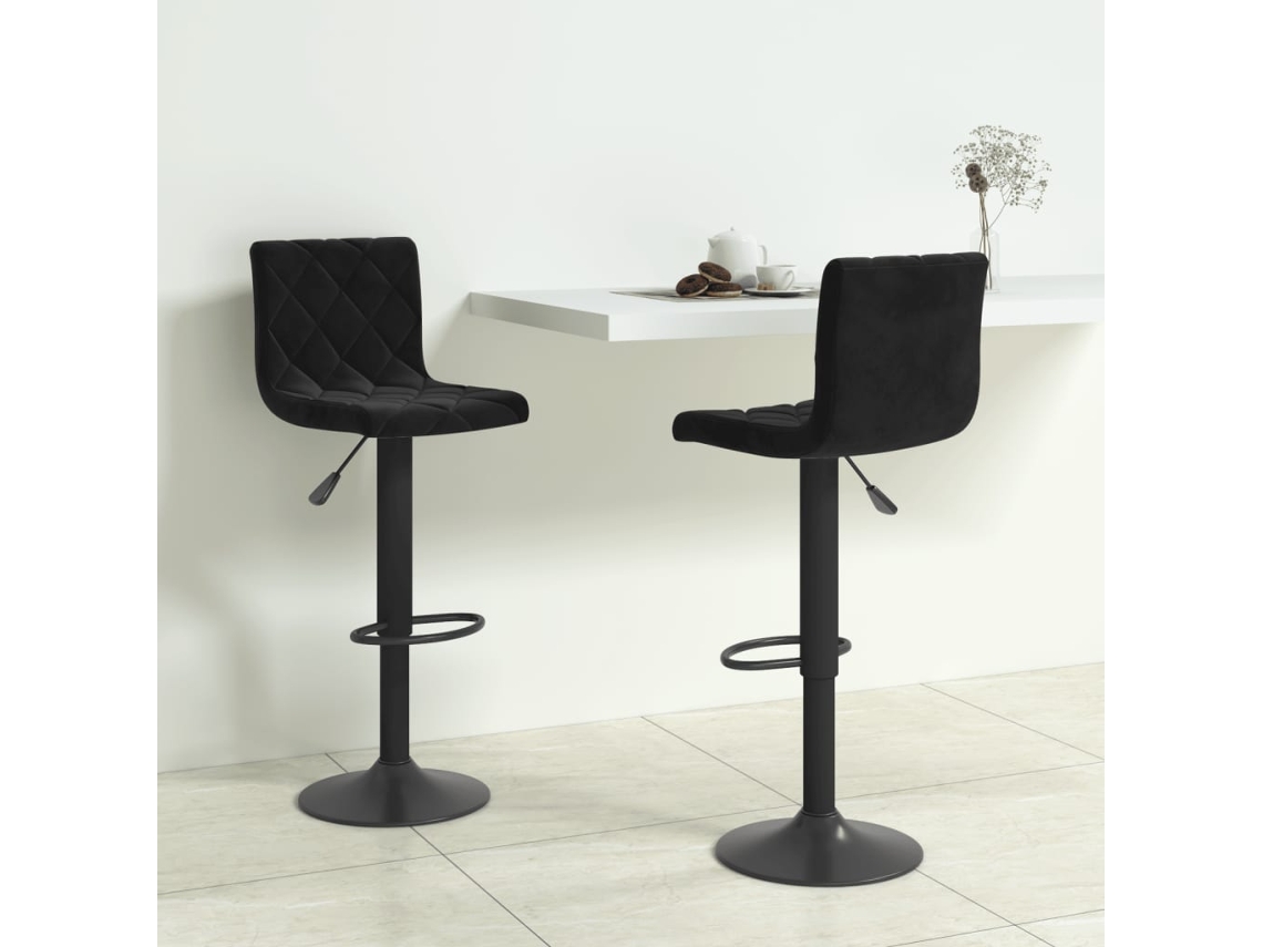 Vidaxl Bancos De Bar 2 Pcs Veludo Preto