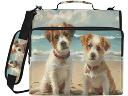 Pasta organizadora com estampa de cachorrinhos fofinhos com tema de praia, com compartimento para laptop, capa impermeável, pasta