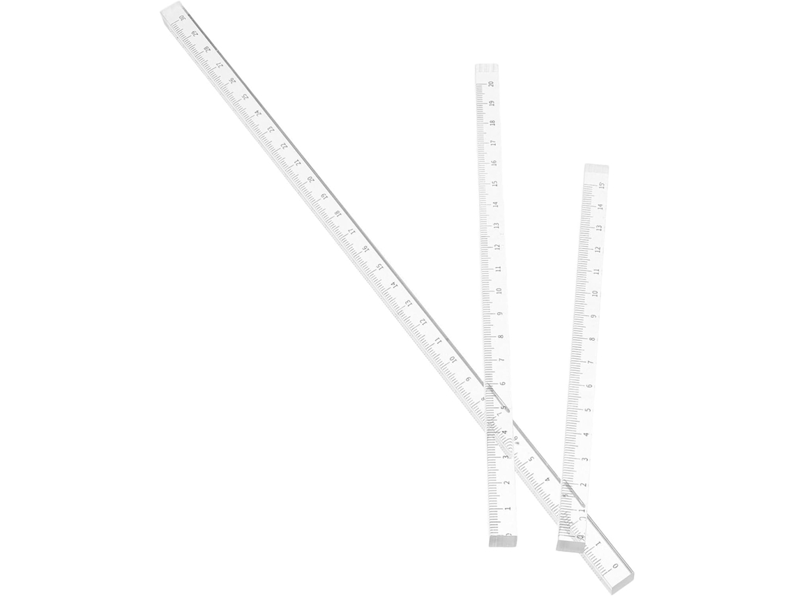 Conjunto de 3 réguas transparentes em acrílico para desenho e medição precisa, ferramenta portátil ideal para