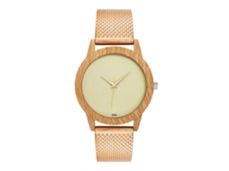 Reloj De Cuarzo Unisex Para Parejas Con Correa De Malla De Acero Dial Redondo Oro Rosa Zhoulianfa