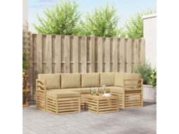Vidaxl Conjunto De Sofás Para Exterior 7 Pcs Branco E Bege Poliéster