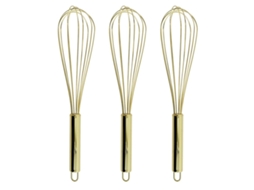 Conjunto De 3 Batedores De Aço Inoxidável Com Revestimento Titânio E Banhados A Ouro Klb