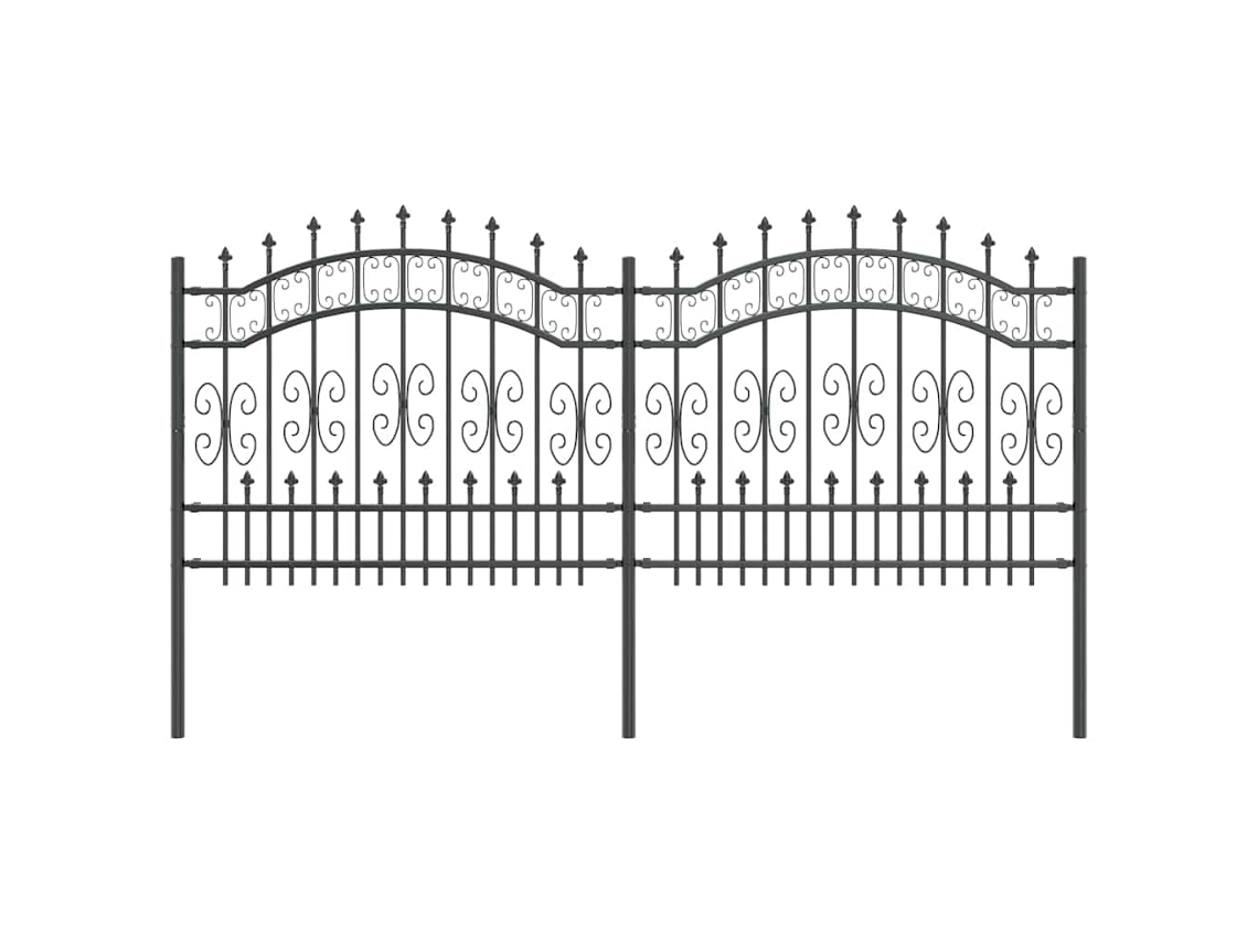Conjunto 1 Cerca Para Jardim Vidaxl Cinzento Aço Revestido A Pó (240 X 140 Cm)