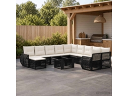 Vidaxl Conjunto De Sofá De Jardim 12 Unid. Preto E Branco Creme