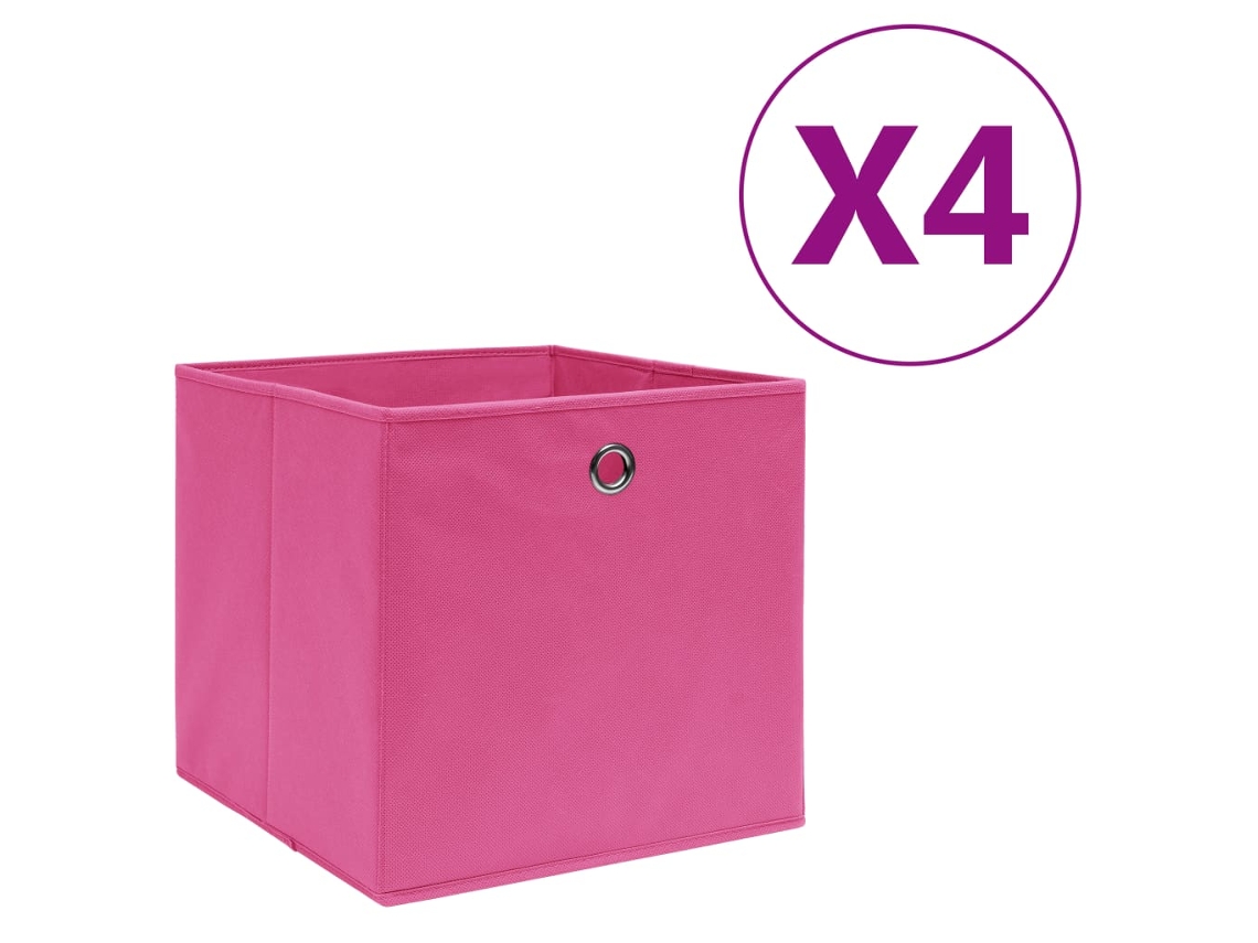 Vidaxl Caixas Arrumação 4 Pcs 28x28x28 Cm Tecido-não-tecido Rosa