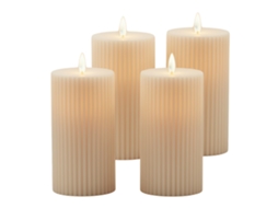 Relaxdays 4 Velas Led, A X D: 17,5 X 8 Cm, Chama Tremeluzente, Ranhuras, Plástico, Champanhe