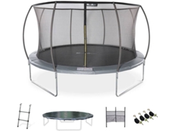 Trampolim Com Rede Interna E Kit De Acessórios, 430cm , Cinza