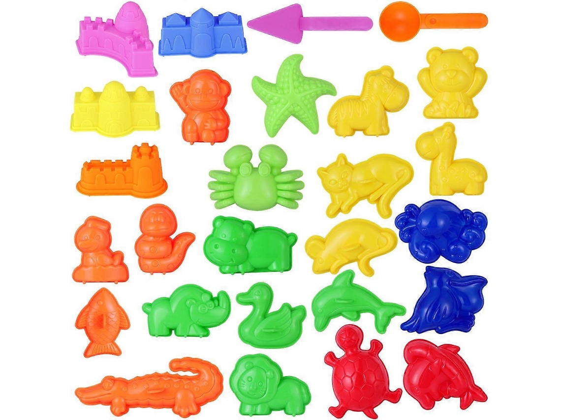 Toymytoy Conjunto De 27 Peças Moldes Areia Para Crianças, Ideal Brincar Na Praia No Verão, Com Castelos, Animais E Ferramentas (c -aquaforge