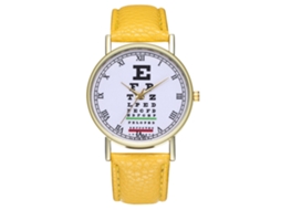 Reloj De Pulsera De Pareja Con Correa De Pu, Dial Redondo, Analógico, Cuarzo (amarillo)