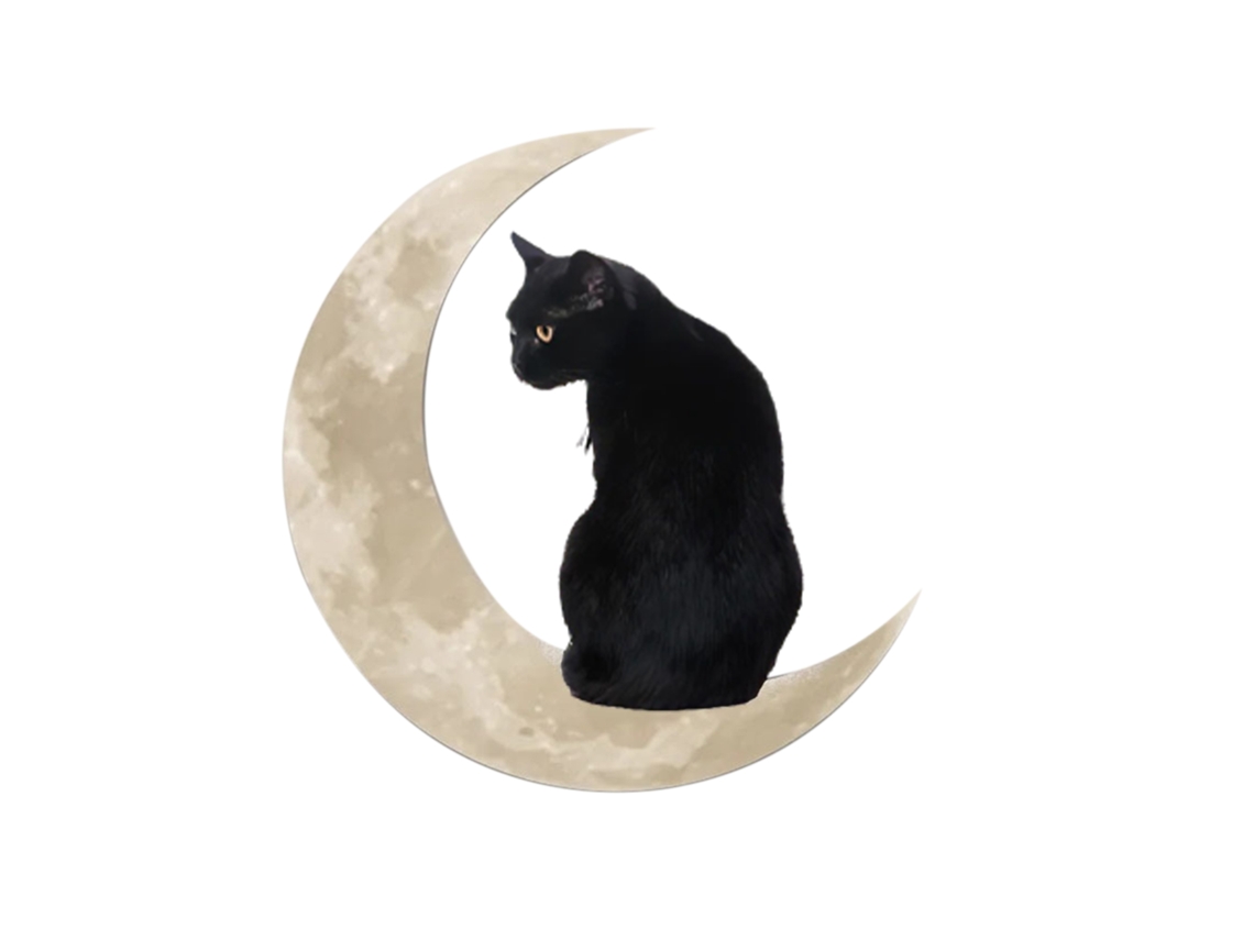 Gato Preto Lua Móbile de Metal para Decoração Noturna LAXISCREED