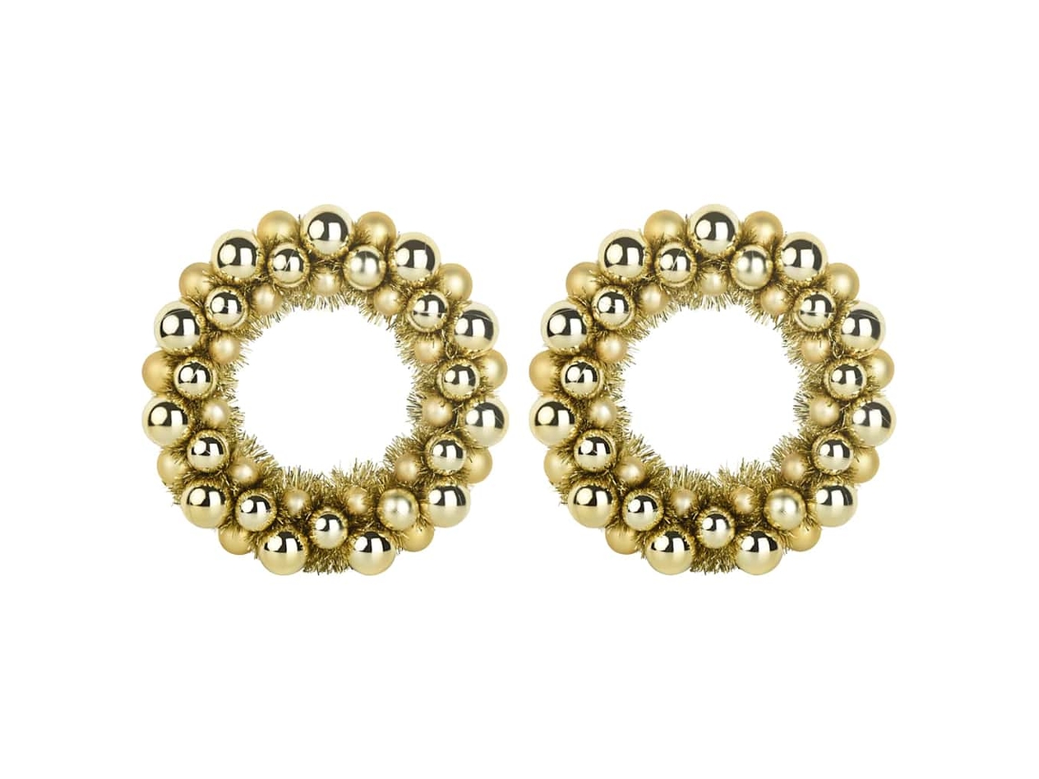 Conjunto 2 Decoração Sazonal Vidaxl Dourado Plástico (33 X 33 X 7 Cm)