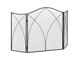 Frente para Lareira Dobrável Metal cor Negro 126x2x76 cm HOMCOM