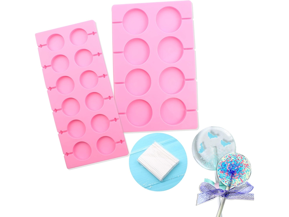 Conjunto De 2 Moldes Redondos De Silicone Para Doces Com 40 Palitos De Papel Para Decorar, Acessório Funcional Para Uso Doméstico E Cozinha