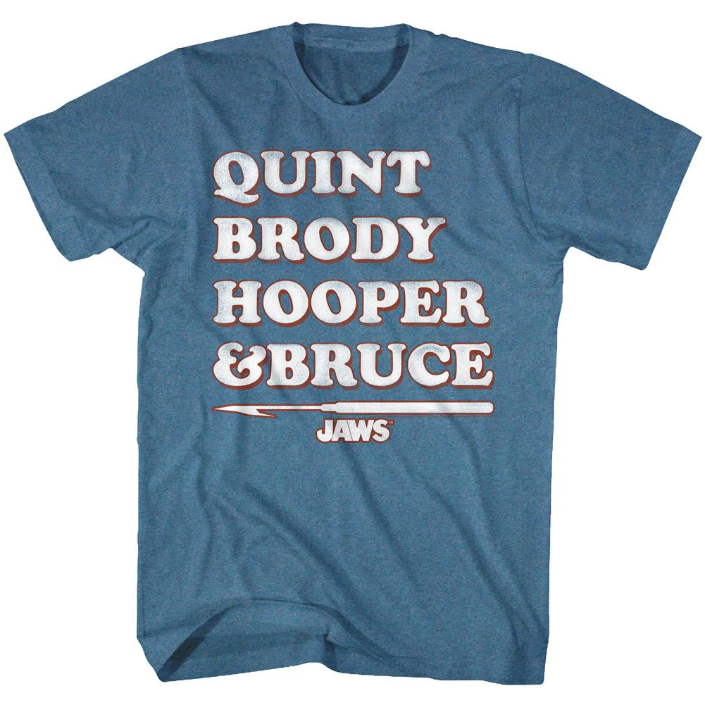 Unisex Adult T-shirt Rockinstone Jaws Movie Legends Heather Indigo Sizes