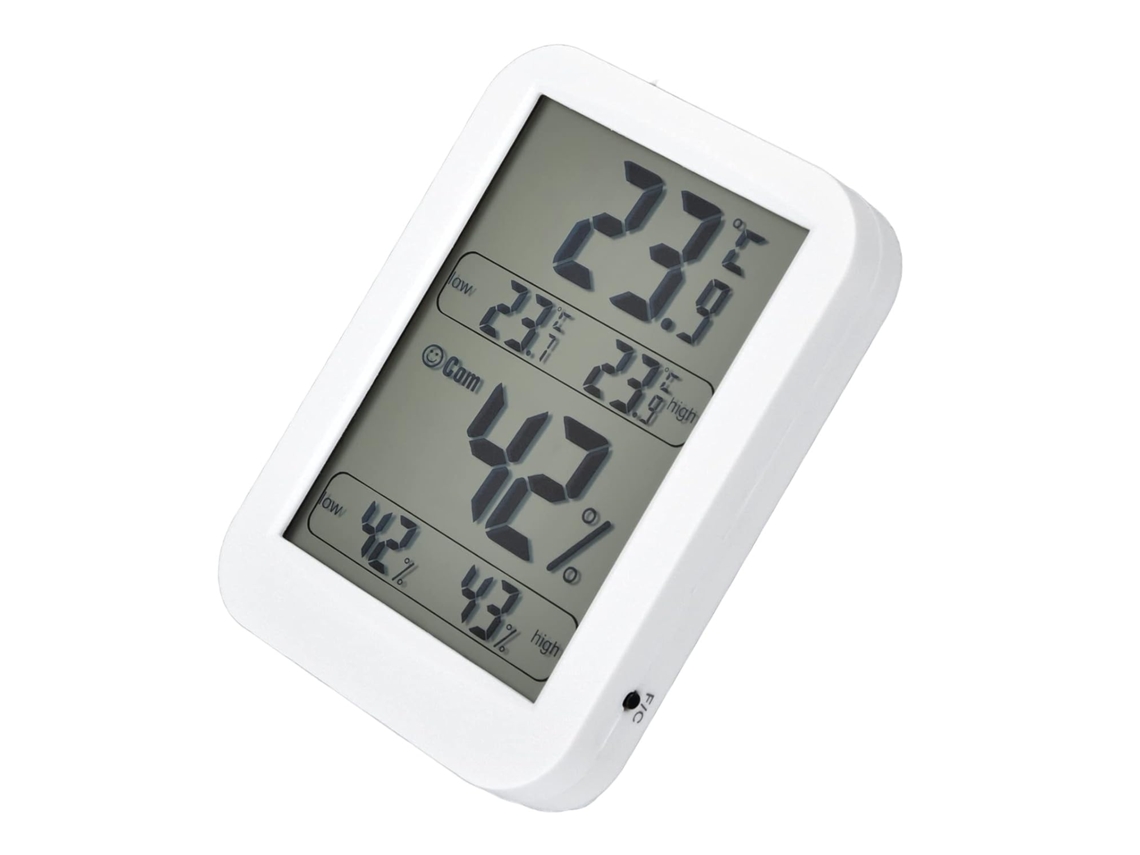 Termômetro Higrômetro Digital Em Abs Com Visor Lcd Grande, Sensores De Sonda Dupla, Faixa De Temperatura 10 °c