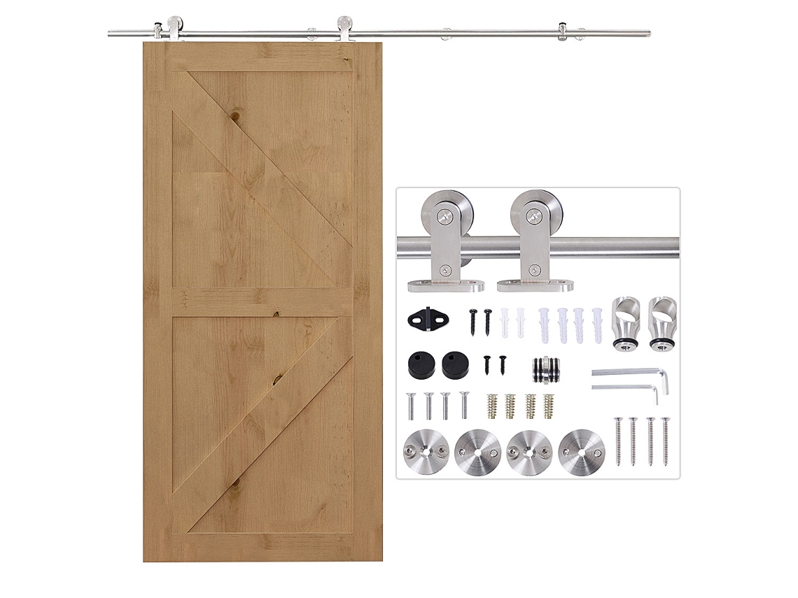 Kit de Ferragens de Aço Inoxidável para Portas Deslizantes, Ø 2,5x200 cm Prata | S/MARCA