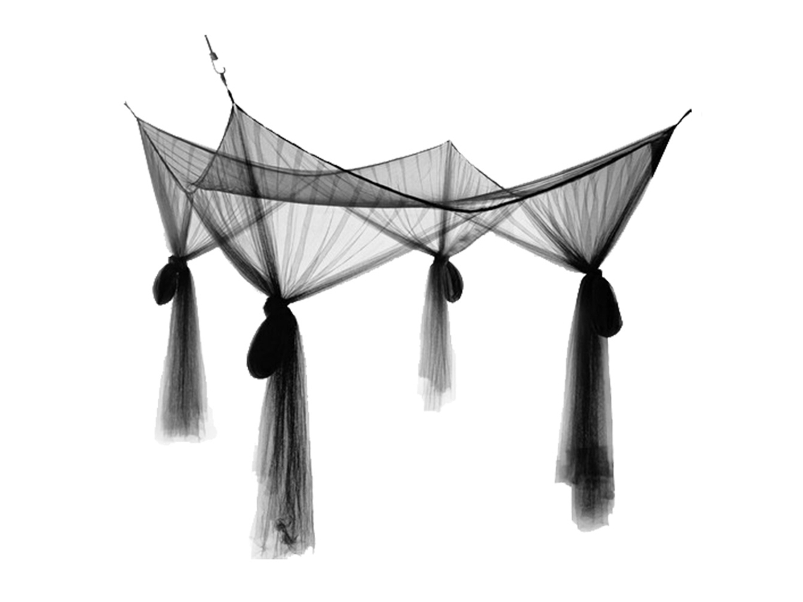 Mosquiteira de Cama com 4 Pilares em Cantos Canopy Tamanhos Casal Queen King Preto
