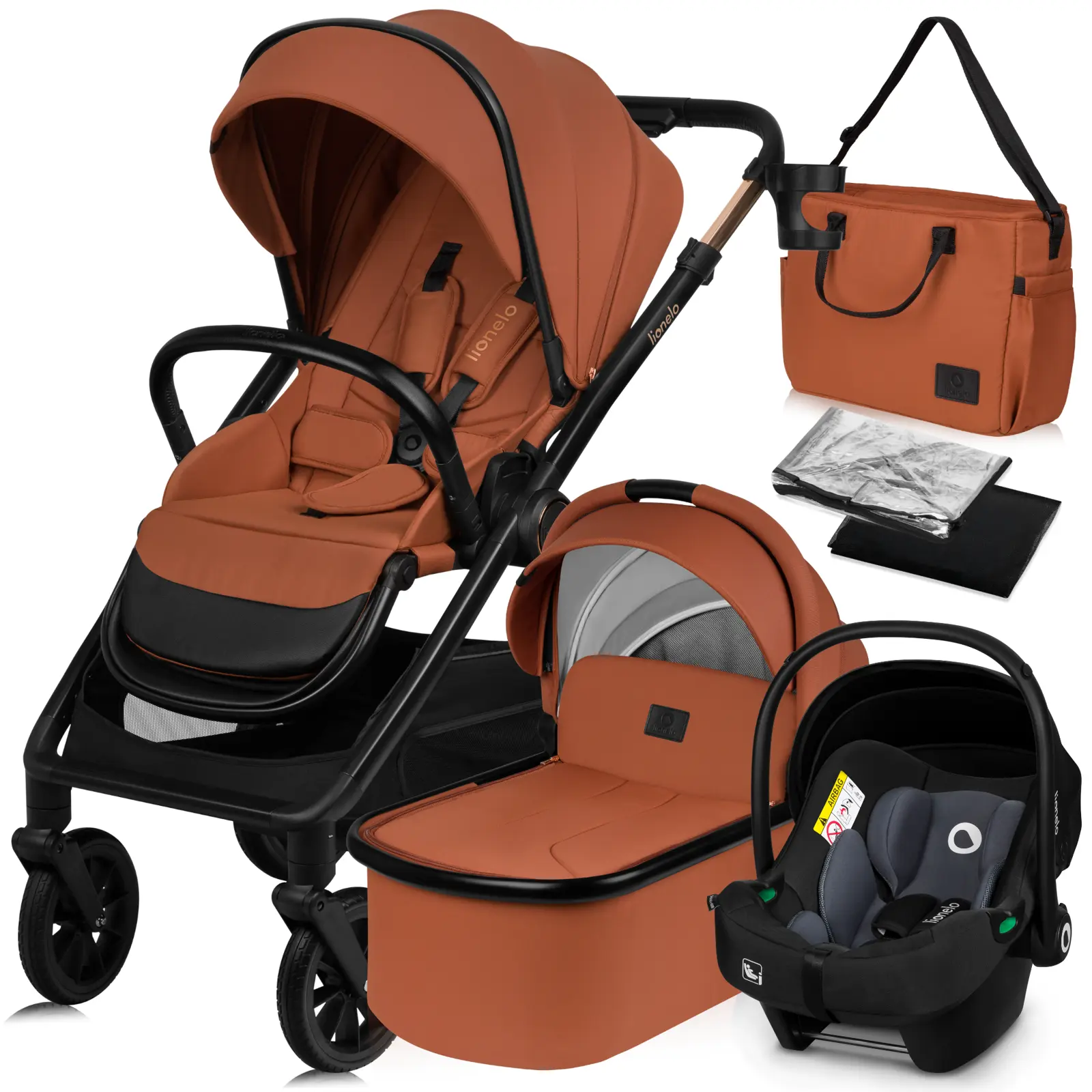 Carrinho De Bebê Lionelo Layla Trio - Até 22kg - Carrinho, Alcofa, Cadeirinha Para Auto E Acessórios – Rodas Grandes – Para Qualquer Terreno
