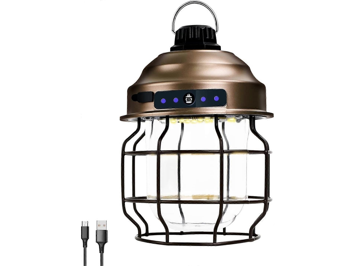 Rebe lâmpada Led de Camping Ao Ar Livre, Bateria 3600mah com 3 Modos de Iluminação, Marrom