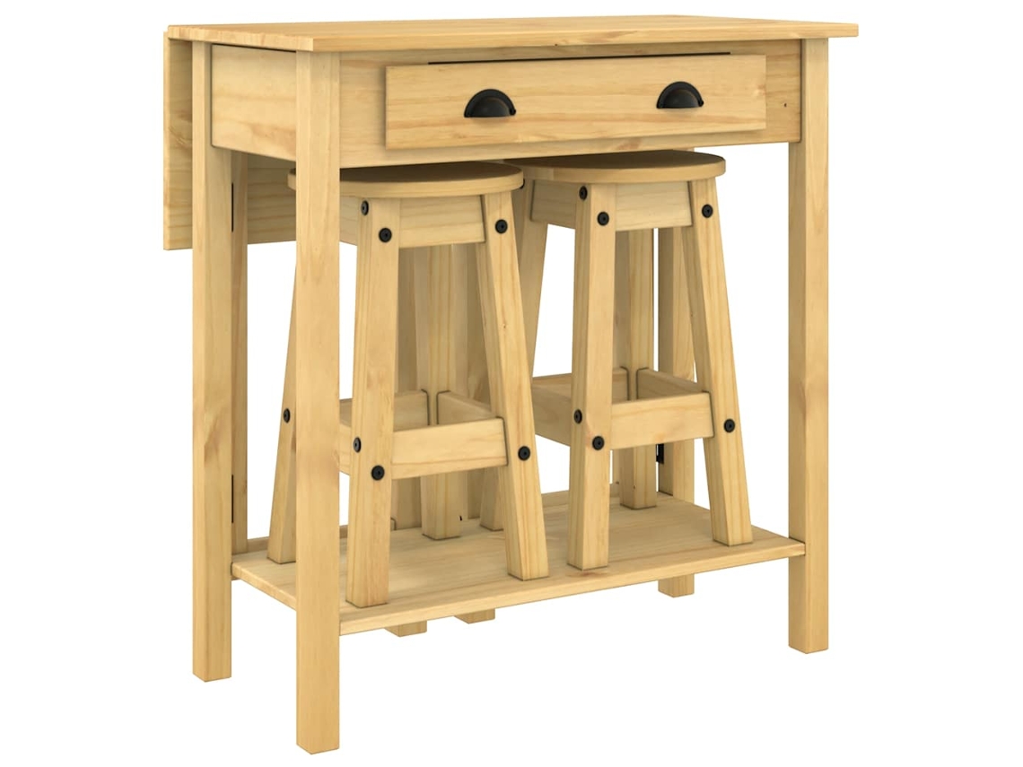 Maison Exclusive - 3 Pcs Conjunto De Bar Pinho Maciço
