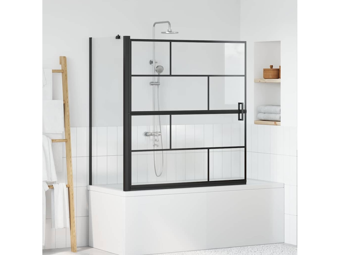 Vidaxl Tela De Banho Para Chuveiro Preto E Transparente