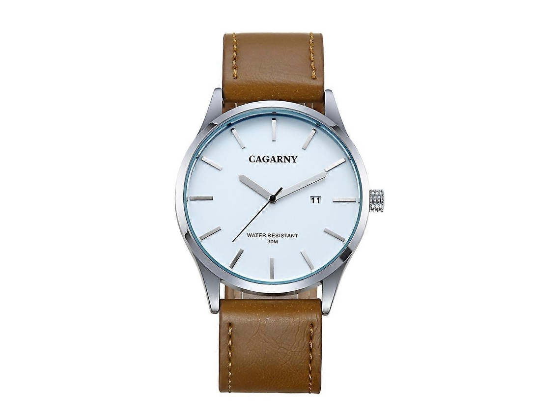 Relógio De Pulso Cagarny 6865 Fashion Com Movimento Duplo De Quartzo E Pulseira De Couro.