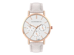 Relógio de Pulso Feminino Fashion Simples de Quartzo com Pulseira Pu Decoração Branco