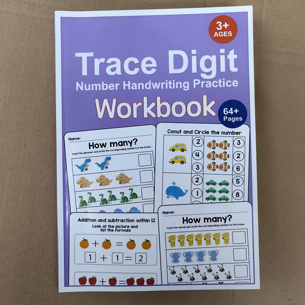 um Livro de Exercícios Interativo de Matemática com 64 Páginas para Crianças em Idade Pré escolar: Traçado de Números MDUG