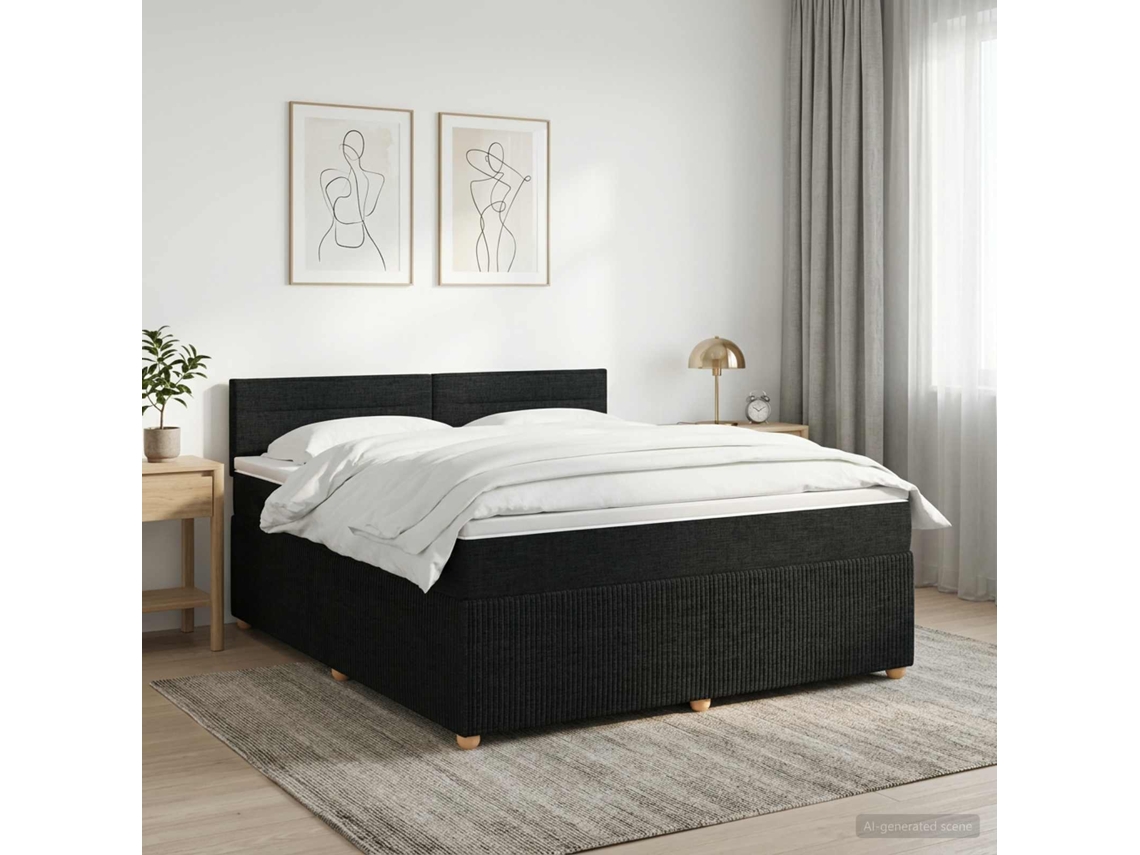 Vidaxl Cama Box Spring Com Colchão Preto 140 X 190 Cm Tecido