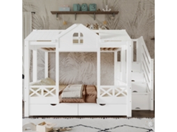 Cama Infantil 90x200cm 140x200cm Branco Com Gavetas E Estante