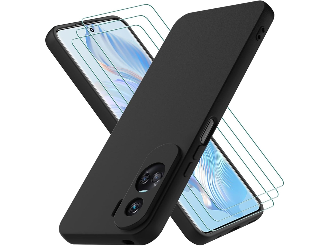 Capa Lite Proteção Antichoque Para Honor, Huawei Huawei Honor 90 Lite/honor X50i Hongwe. Vidro Temperado Textura Macia Preto