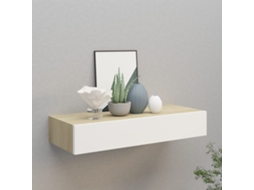Prateleira De Parede C/ Gaveta Mdf 60x23,5x10cm Carvalho/branco Dkd Home Decor