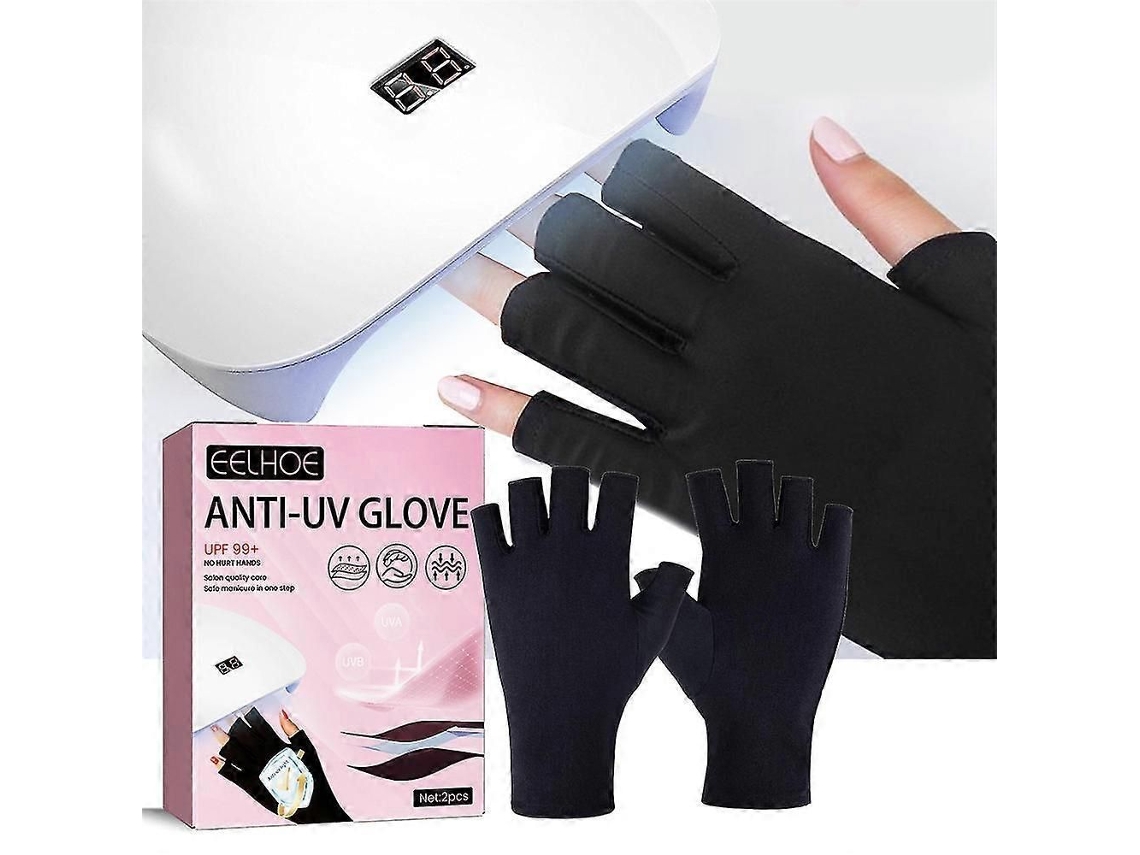 2 Par de Luvas Unha Anti Uv Upf 99+, Bloco 99% Protetor Raios para Nail Art Gel Led Ferramenta Lâmpada GOKOCO