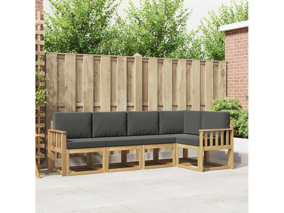 Vidaxl Conjunto De Sofás Para Exterior 5 Unid. Branco E Antracite